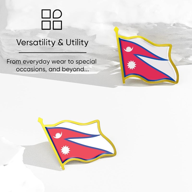 Ababyyan Nepal Flag Lapel Pin - Enamel Metal National Badge | World Travel Souvenir Gifts for Men & Women | Country Flag Patriotic Brooch Bulk Pack of Pins for Hat, Tie, Clothes, Backpack (1pc) - Image 5